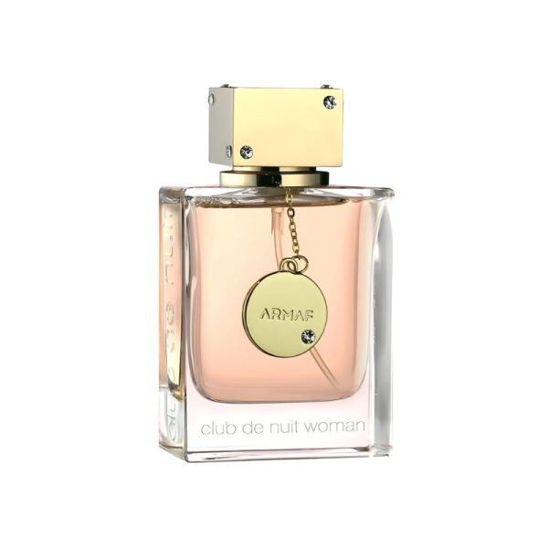 Armaf Club De Nuit Woman perfume bottle with gold cap and charm